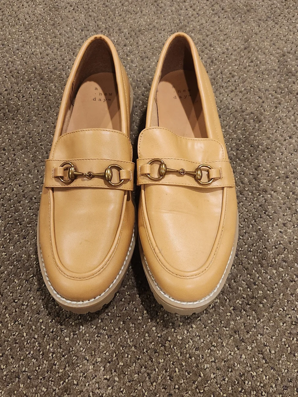 a new day Tan Leather Horsebit Loafers
